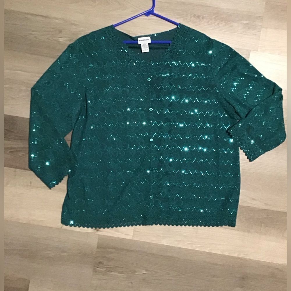 Bon Worth Sequined Button Up Shirt